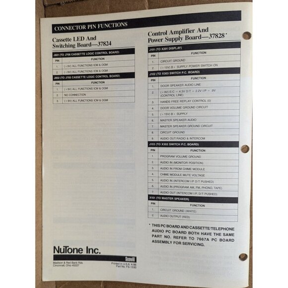 Nutone Service Manual for model IM-3103 radio-intercom system - Picture 5 of 6
